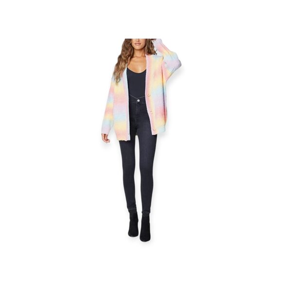 BLANKNYC I Hope So Multicolored Rainbow Pastel Dreamy Romantic Cardigan XL EUC - Picture 4 of 15